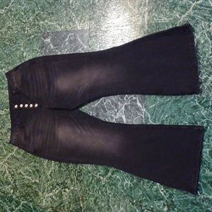 Button Fly flared jeans black size 14 high rise